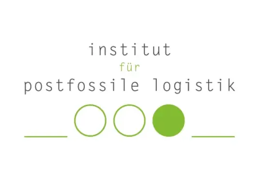 Logo des Instituts für postfossile Logistik mit drei grünen Kreisen und Schriftzug.